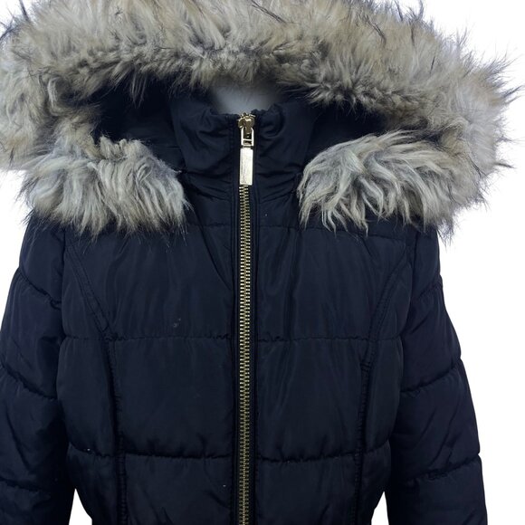 Laundry Womens Black Faux Fur Hooded Quilted Puffer Coat Size Small Winter - Picture 5 of 10